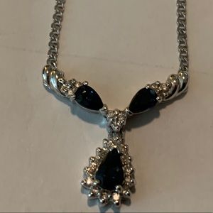 Sapphire and Diamond 14K White Gold Necklace